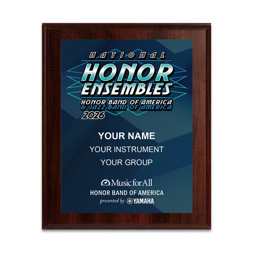 2026 Music for All Honor Ensemble 8x10 Plaque