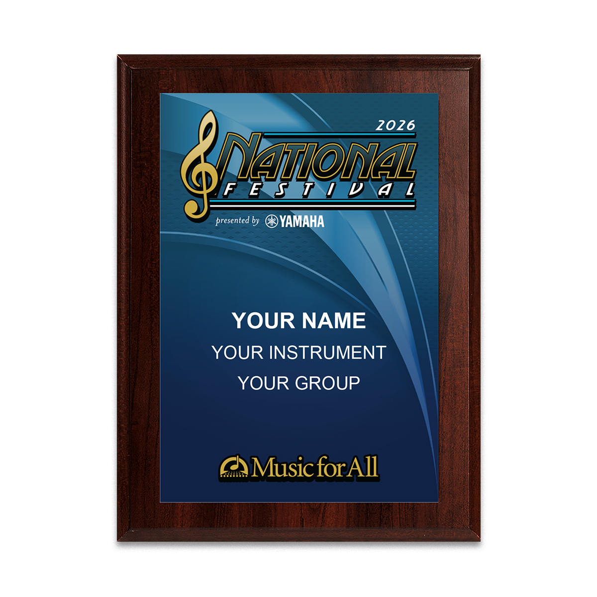 2026 Music for All National Festival 6x8 Plaque